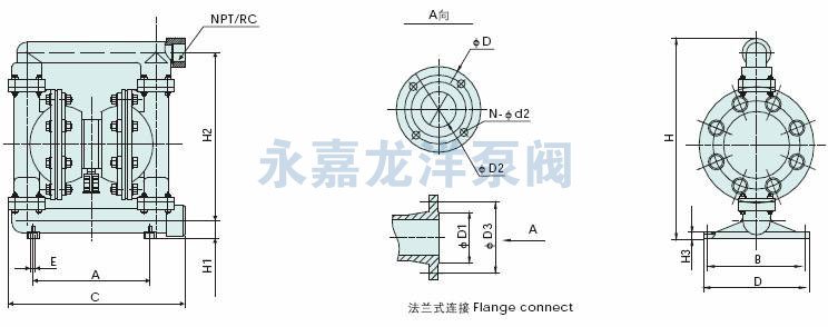 QBY铝合金气动隔膜泵安装尺寸? title=