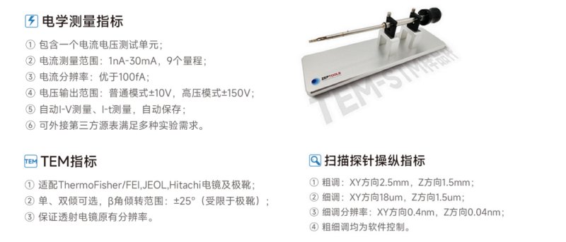 原位STM-TEM电学测量系统技术参? width=