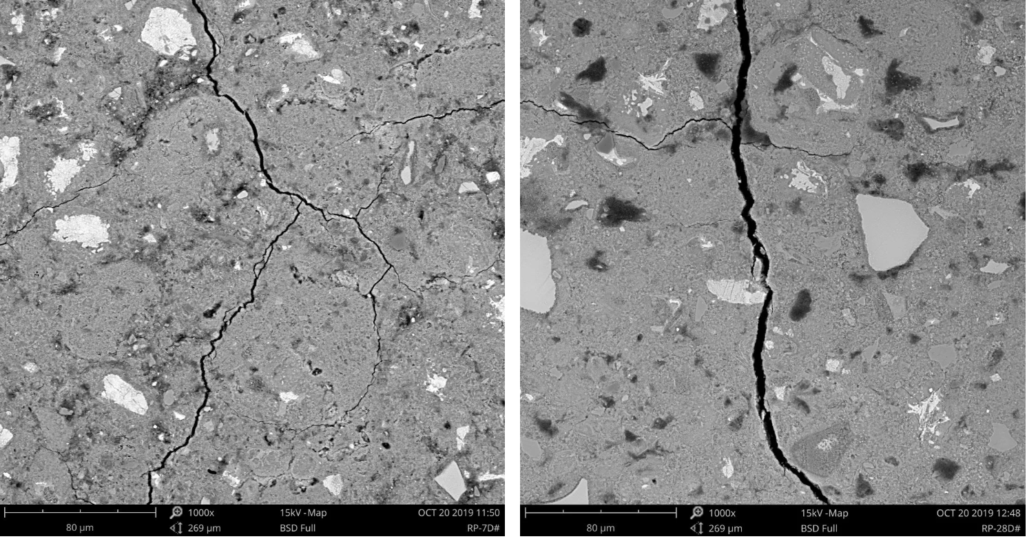 扫描电镜下混凝土中的裂纹
